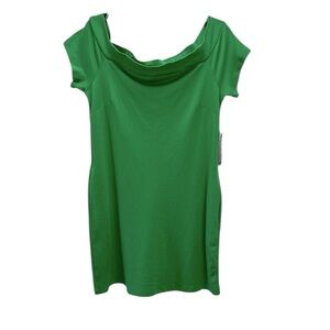 Express Kelly Green Off the Shoulder Dress M Pockets Comfortable Breatha…